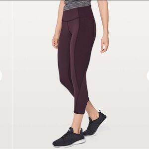 Lululemon On Your Mark Crop 23" Leggings Black Cherry Purple 6